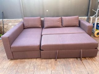 Sofá cama chaiselongue marrón