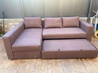 Sofá cama chaiselongue marrón