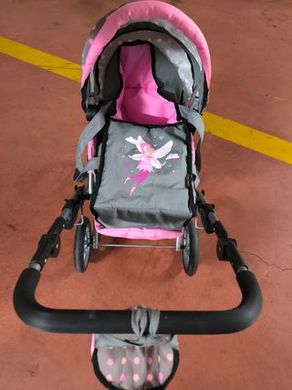 Carrito bebé niña rosa-gris