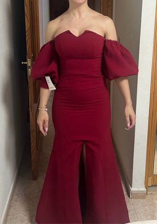 Vestido granate boda noche