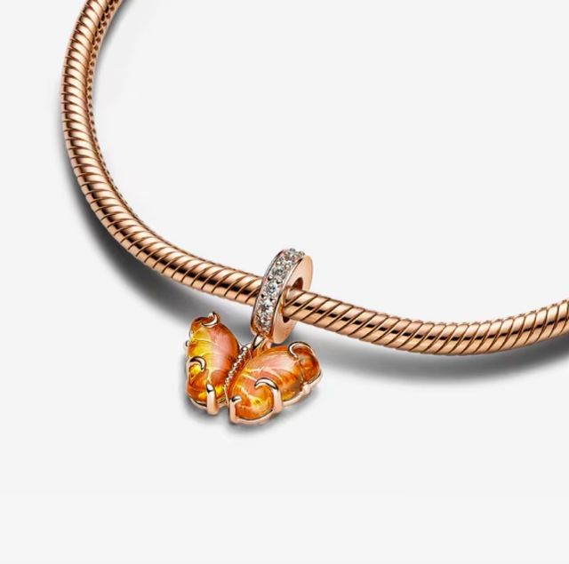 Charm Mariposa de Cristal Rosa y Amarillo