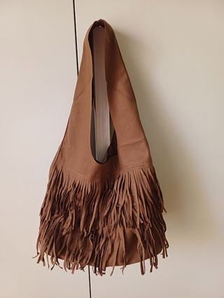 Borsa marrone frangiata