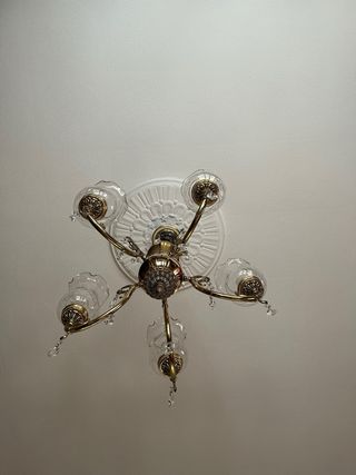 Lámpara araña latón cristal 5 luces