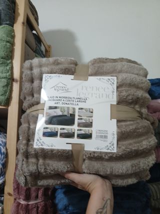 Plaid flanella beige 200x220
