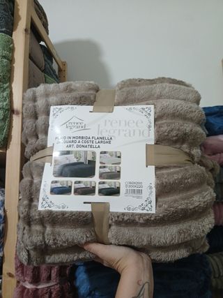 Plaid flanella beige 200x220