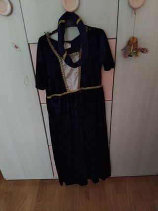 Traje medieval niña azul y dorado talla 7-9