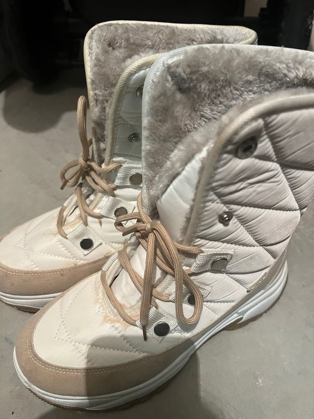 Botas invierno mujer beige-blanco