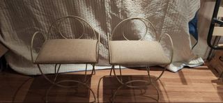 2 sillas vintage metal blanco beige