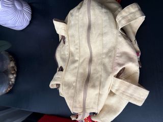 Bolso lona beige estampado