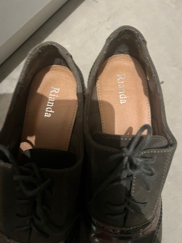 Zapatos Oxford Gris Plata Mujer