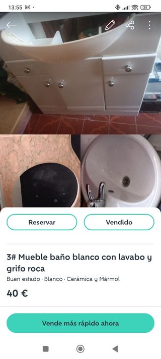 Mueble baño Roca blanco con lavabo