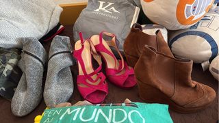 Zapatos tacón mujer - marrón y rosa - talla 40