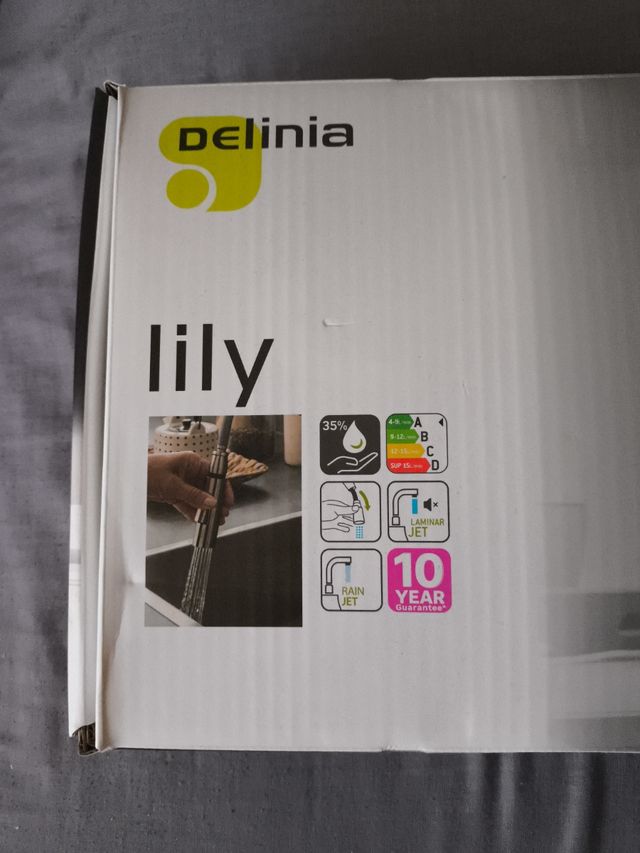 Grifo cocina Delinia Lily, acero pulido + Garantía