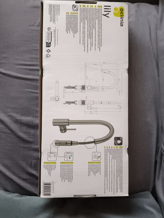 Grifo cocina Delinia Lily, acero pulido + Garantía