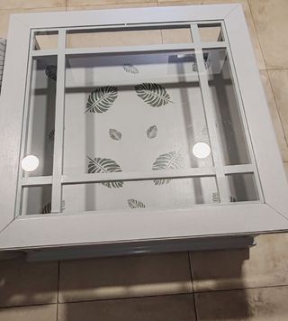 Mesa centro madera gris - cristal
