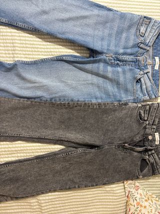 2 Vaqueros Mango XS - Azul y Gris