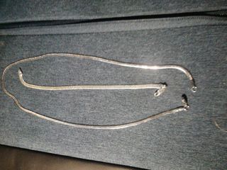 Juego de Cadena y pulsera Serpiente Plata 