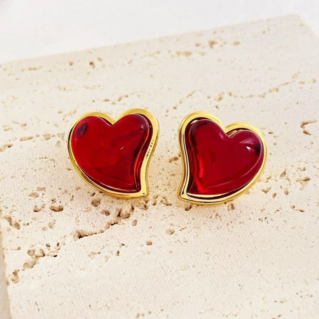 Orecchini cuore oro rosso