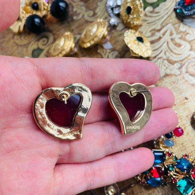 Orecchini cuore oro rosso