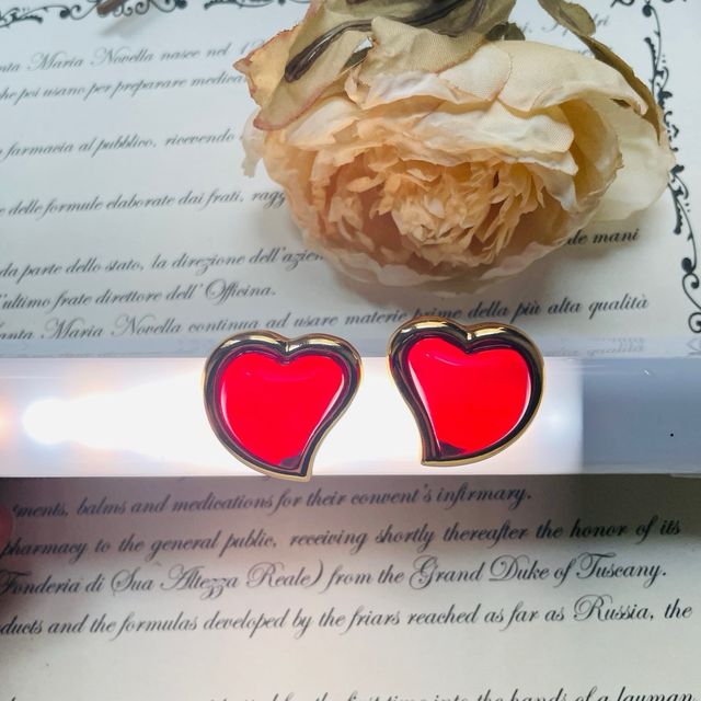 Orecchini cuore oro rosso