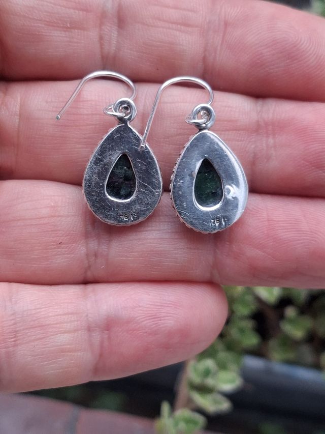 Pendientes de Rubí Zoisita en Plata de Ley