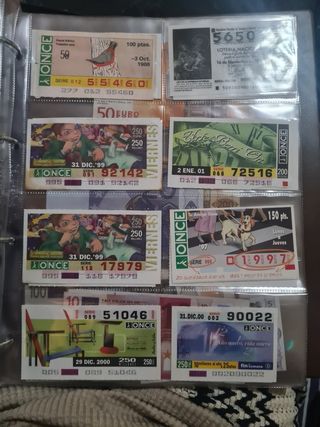 Cupones ONCE antiguos Y loteria