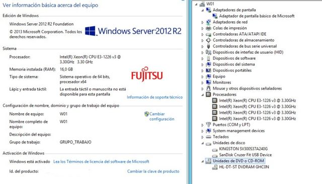 Servidor Fujitsu PRIMERGY TX1310 M1 - Ordenador PC