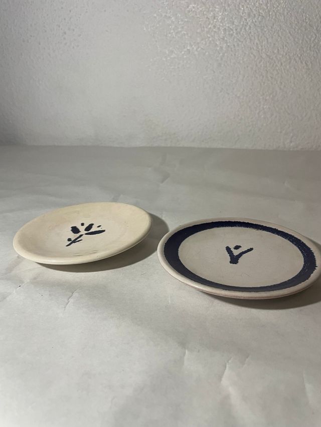 2 piatti in porcellana blu e bianca