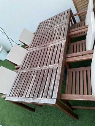 conjunto Mesa y sillas jardín madera marrón
