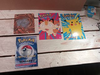Lote Pokémon: 1 carta+2 postales+ libro reglas
