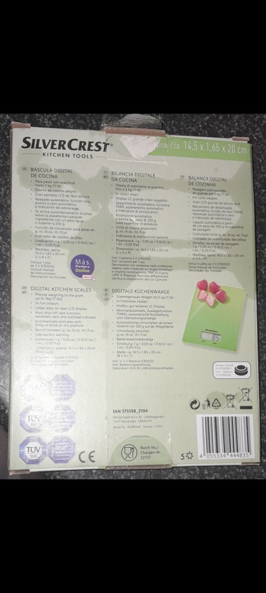 Báscula cocina digital verde Silvercrest - 5kg