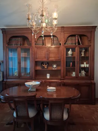 MUEBLE SALÓN+MESA+6 SILLAS+LÁMPARA+CORTINAS+RIEL