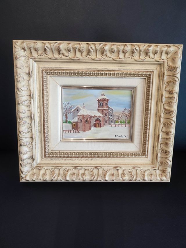 Cuadro antiguo iglesia nevada