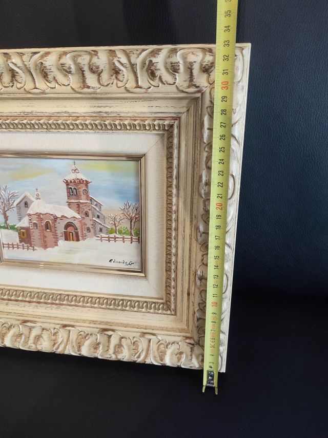 Cuadro antiguo iglesia nevada