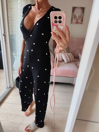 Mono negro flores -talla S