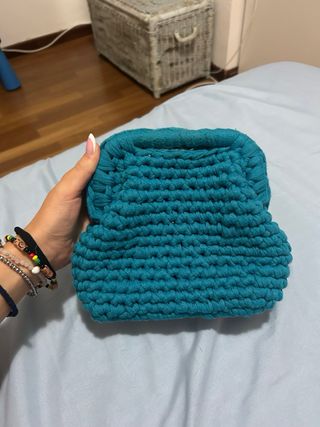 Borsa uncinetto turchese
