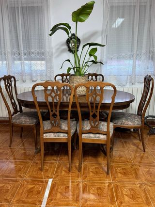 Mesa comedor extensible rústica + 6 sillas