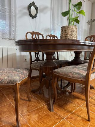 Mesa comedor extensible rústica + 6 sillas