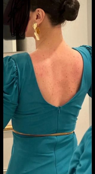 Vestido largo para eventos verde azulado