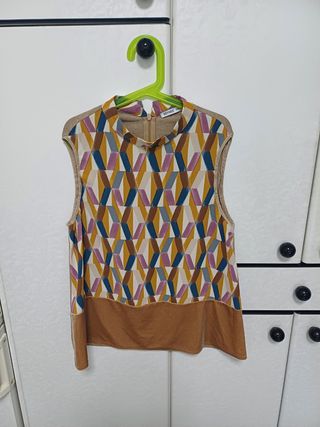 Blusa Zara sin mangas multicolor