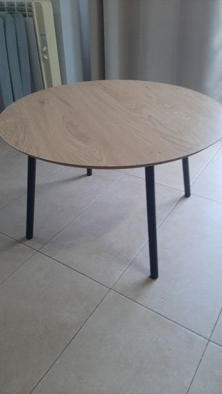 Mesa café redonda - madera y metal