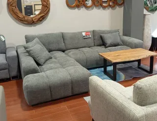 Sofá chaise longue gris