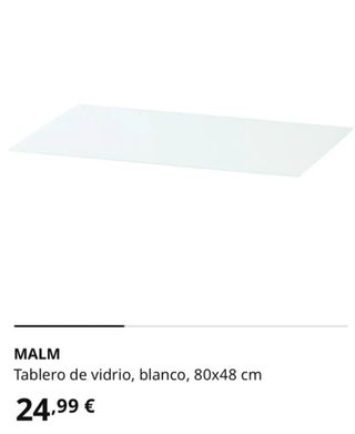 MALM - Tapa cristal blanco 80x48 cm