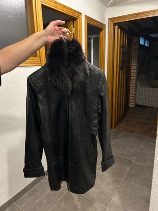 Chaqueta piel negra auténtica