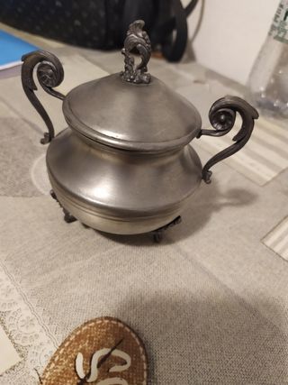 Zuccheriera antica in peltro