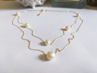 Collana doppia Perle fiume s925 dorato 