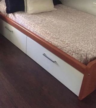Cama madera maciza 2 cajones