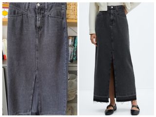 Falda midi vaquera MANGO gris