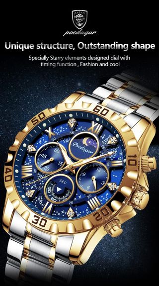 Reloj poedagar - Azul y Dorado