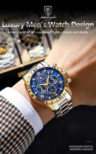 Reloj poedagar - Azul y Dorado